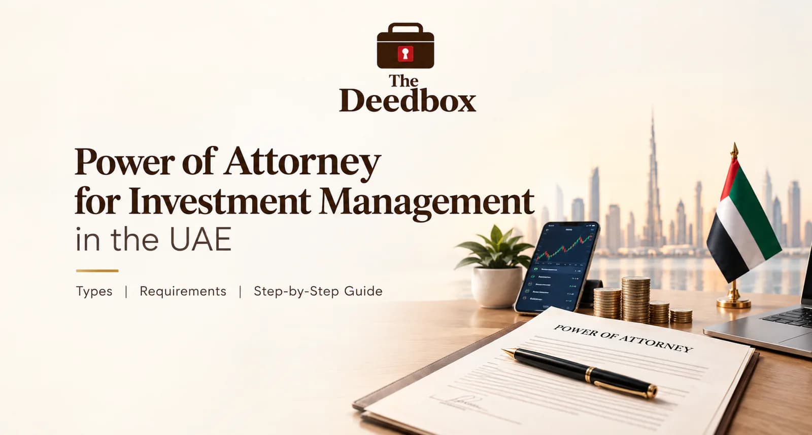 The Deedbox illustration for the article “Power of Attorney for Investment Management in UAE”.